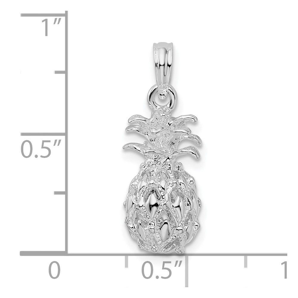 Sterling Silver Rhodium-plated Polish 3D Cut-out Sm Pineapple Pendant