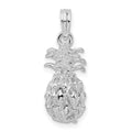 Sterling Silver Rhodium-plated Polish 3D Cut-out Sm Pineapple Pendant