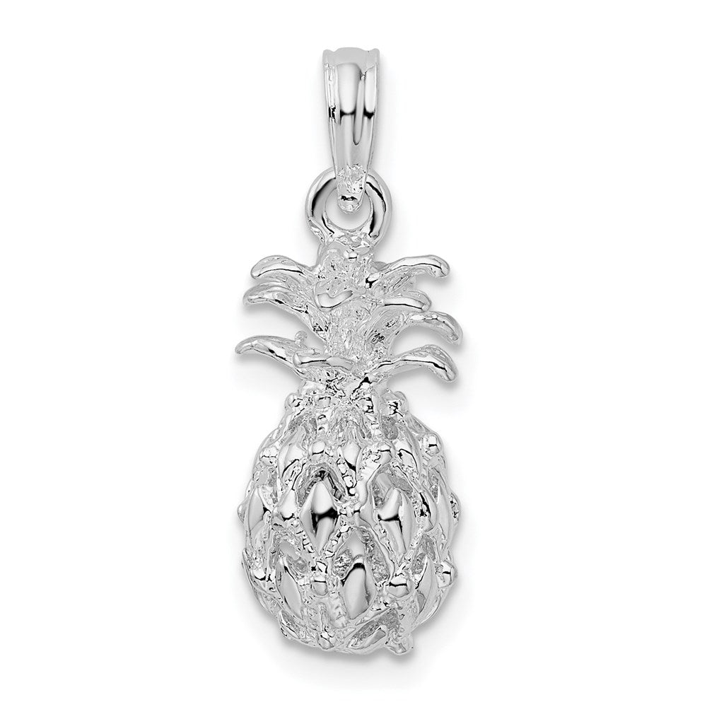 Sterling Silver Rhodium-plated Polish 3D Cut-out Sm Pineapple Pendant