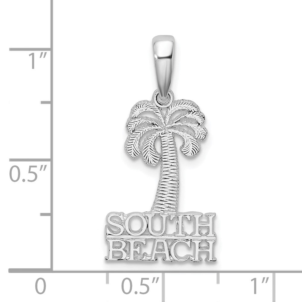 Sterling Silver Rhodium-plated Polished South Beach Palm Tree Pendant