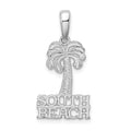 Sterling Silver Rhodium-plated Polished South Beach Palm Tree Pendant