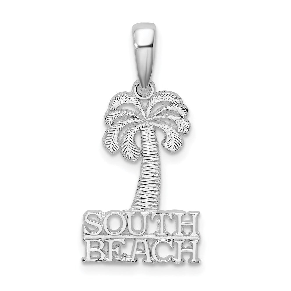 Sterling Silver Rhodium-plated Polished South Beach Palm Tree Pendant
