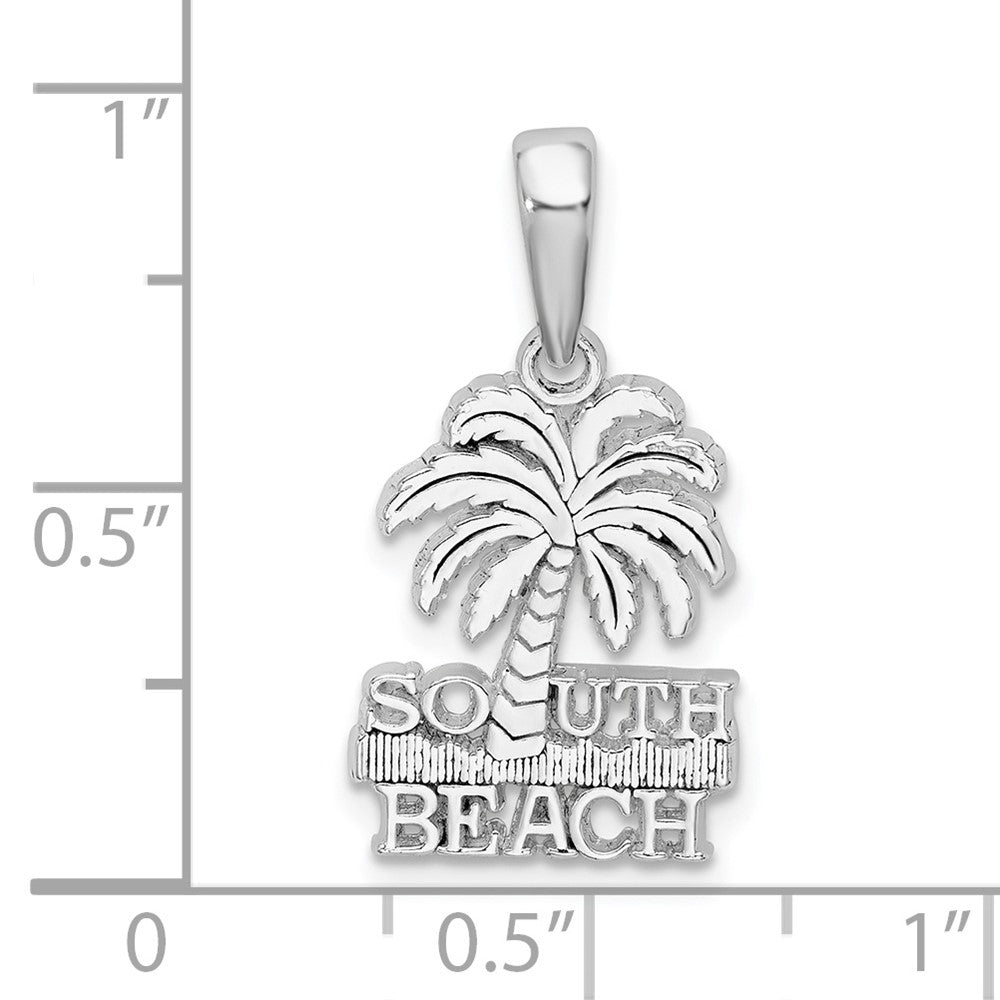 Sterling Silver Rhodium-plated Polished South Beach Palm Tree Pendant