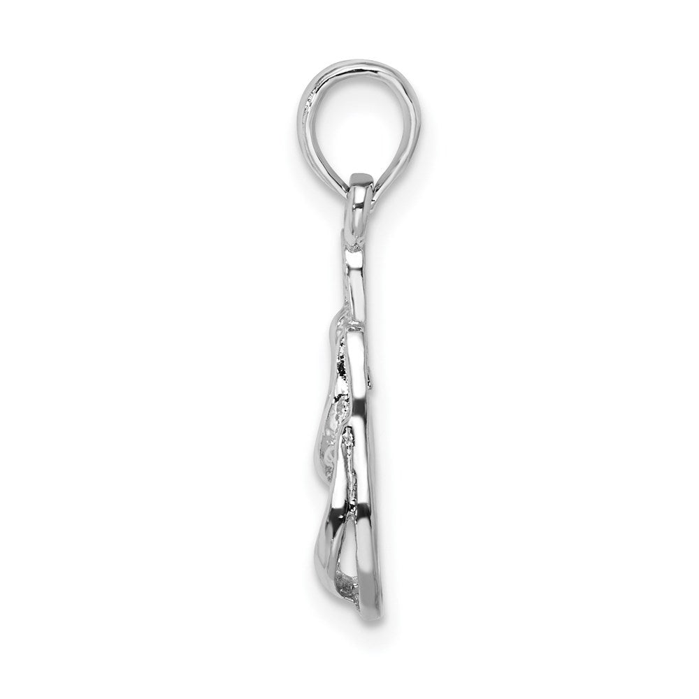 Sterling Silver Rhodium-plated Polished 3D Flip-flops Pendant