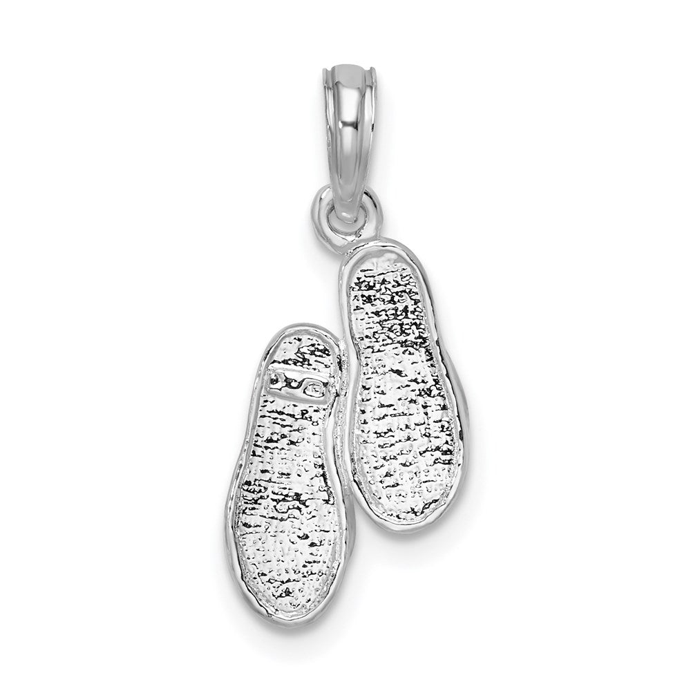 Sterling Silver Rhodium-plated Polished 3D Flip-flops Pendant