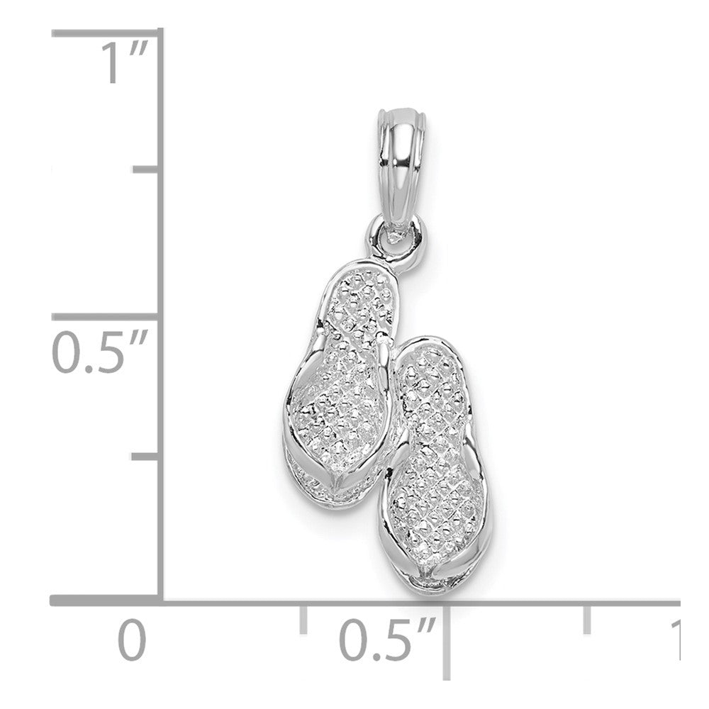 Sterling Silver Rhodium-plated Polished 3D Flip-flops Pendant