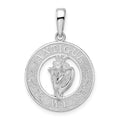 Sterling Silver Rhodium-plated Polished Antigua,W.I. Circle Shell Pendant
