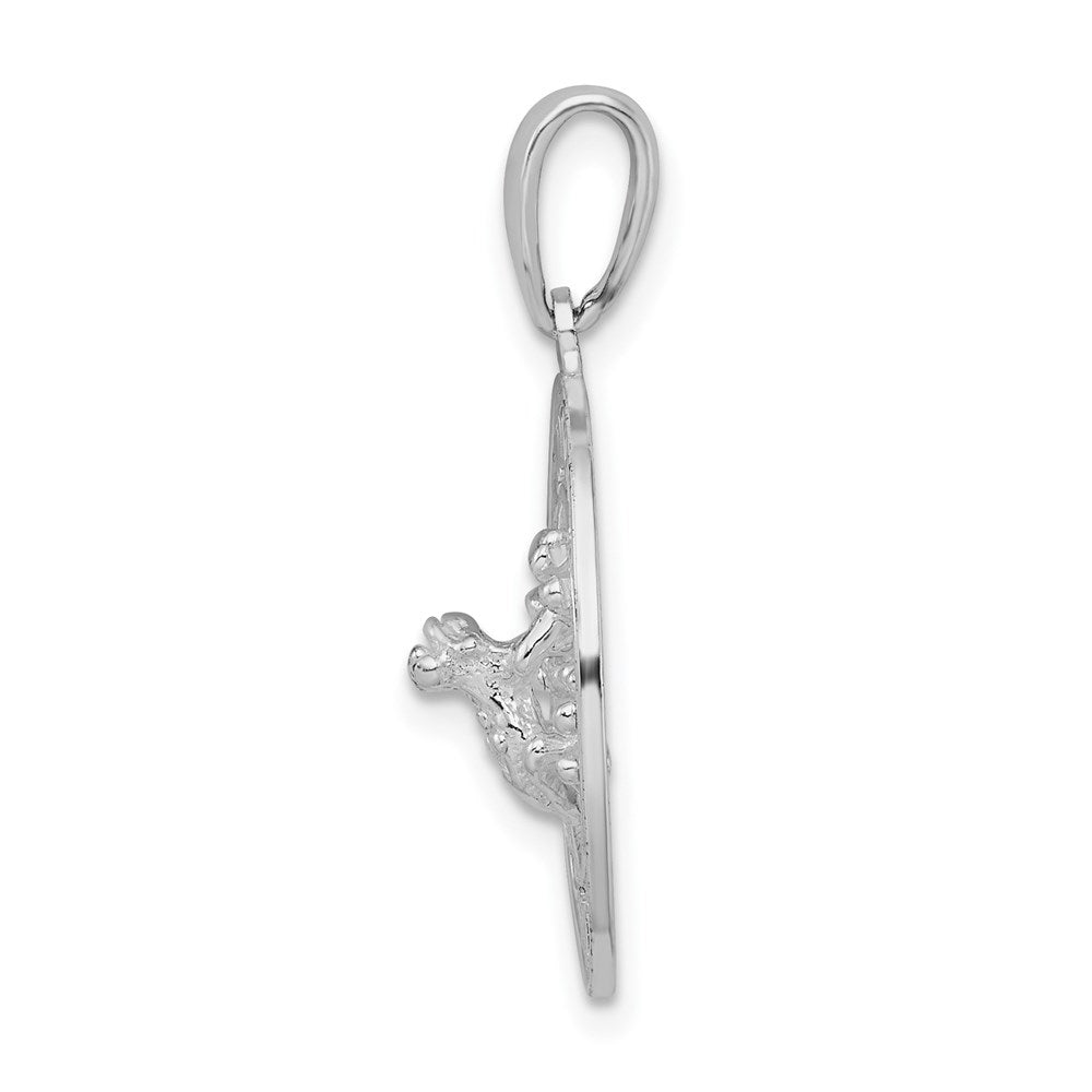 Sterling Silver Rhodium-plated Polished Antigua,W.I. Circle Frog Pendant