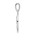 Sterling Silver Rhodium-plated Polished Bonaire Circle Seahorse Pendant