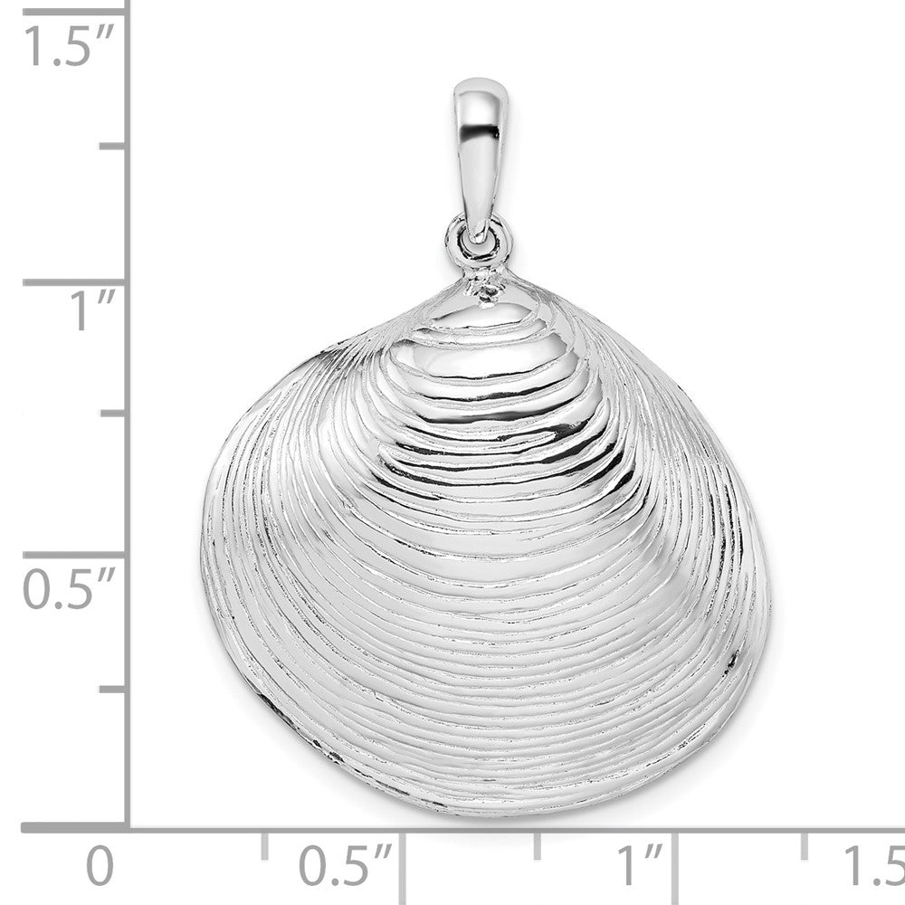 Sterling Silver Rhodium-plated Polished 3D Large Clam Shell Pendant