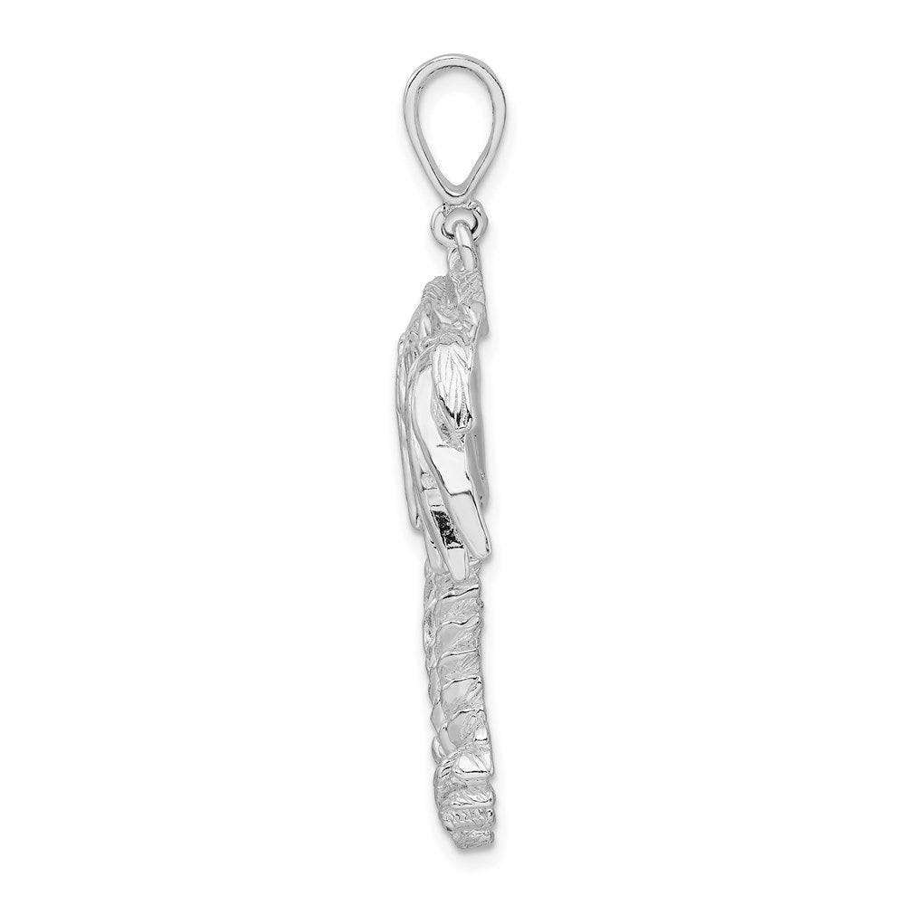 Sterling Silver Rhodium-plated Polished Palm Trees Pendant