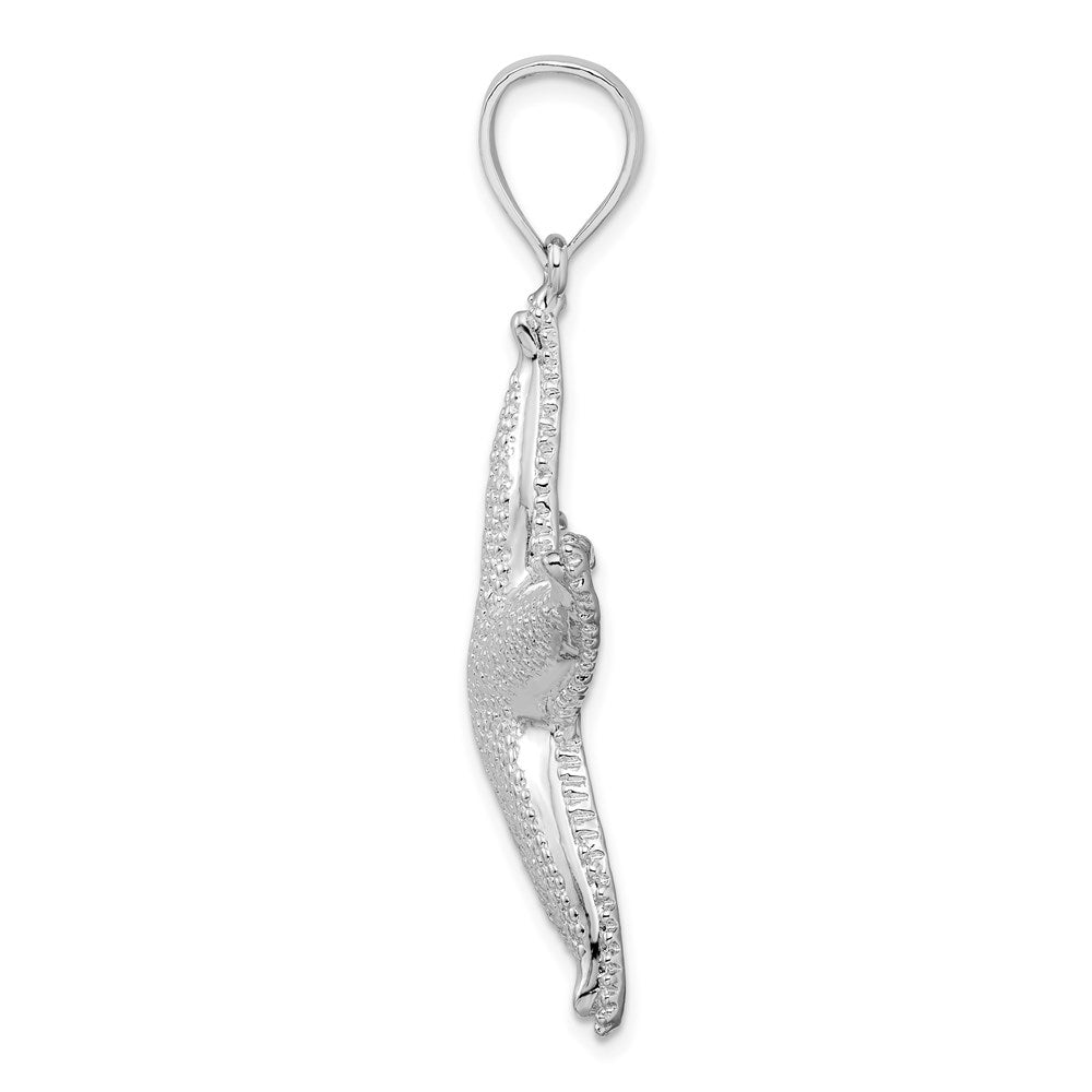 Sterling Silver Rhodium-plated Polished Textured Starfish Pendant