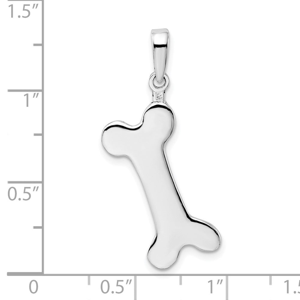 Sterling Silver Rhodium-plated Polished Engraveable Dog Bone Pendant