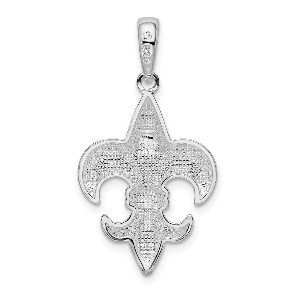 Sterling Silver Rhodium-plated Polished Medium Fleur de Lis Pendant