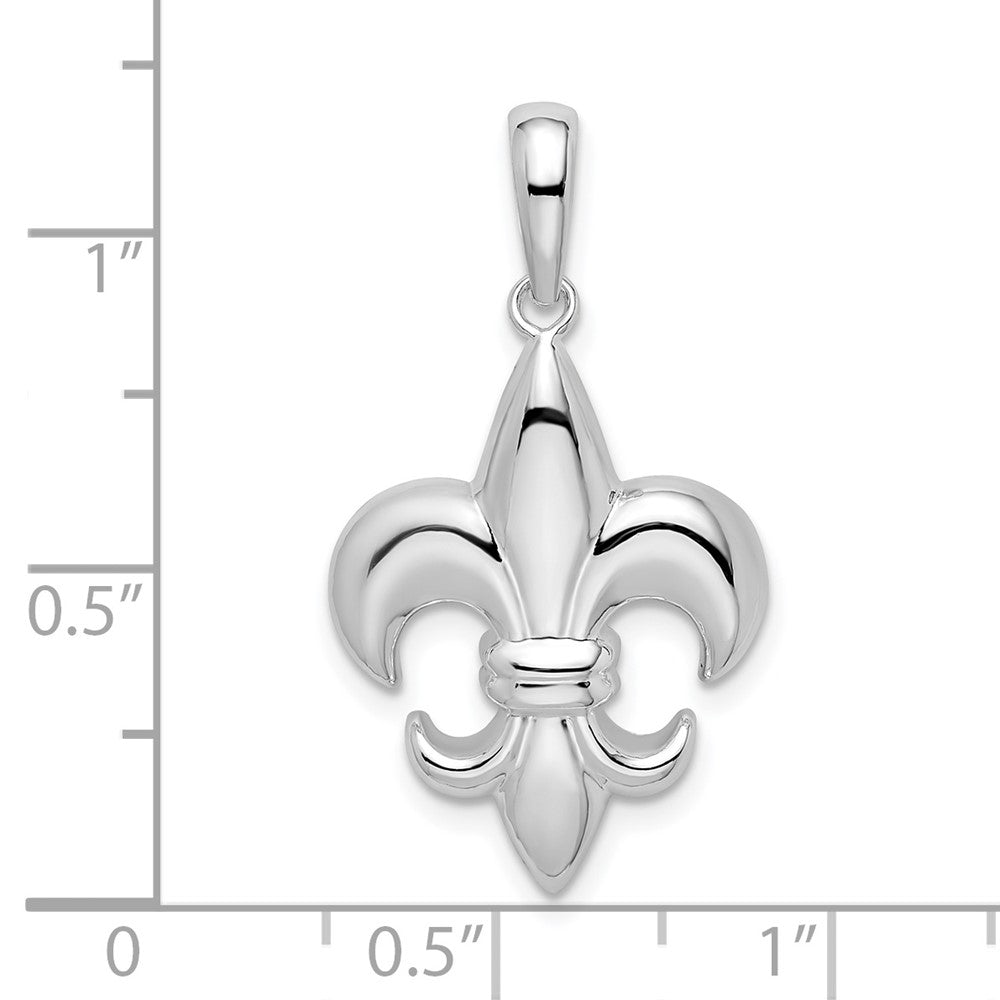 Sterling Silver Rhodium-plated Polished Medium Fleur de Lis Pendant