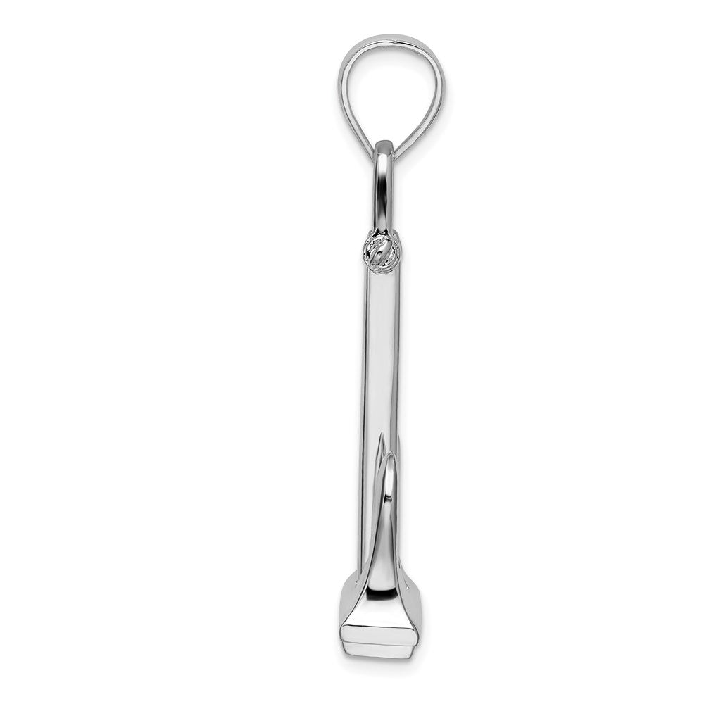 Sterling Silver Rhodium-plated 3D Moveable Navy Anchor Pendant