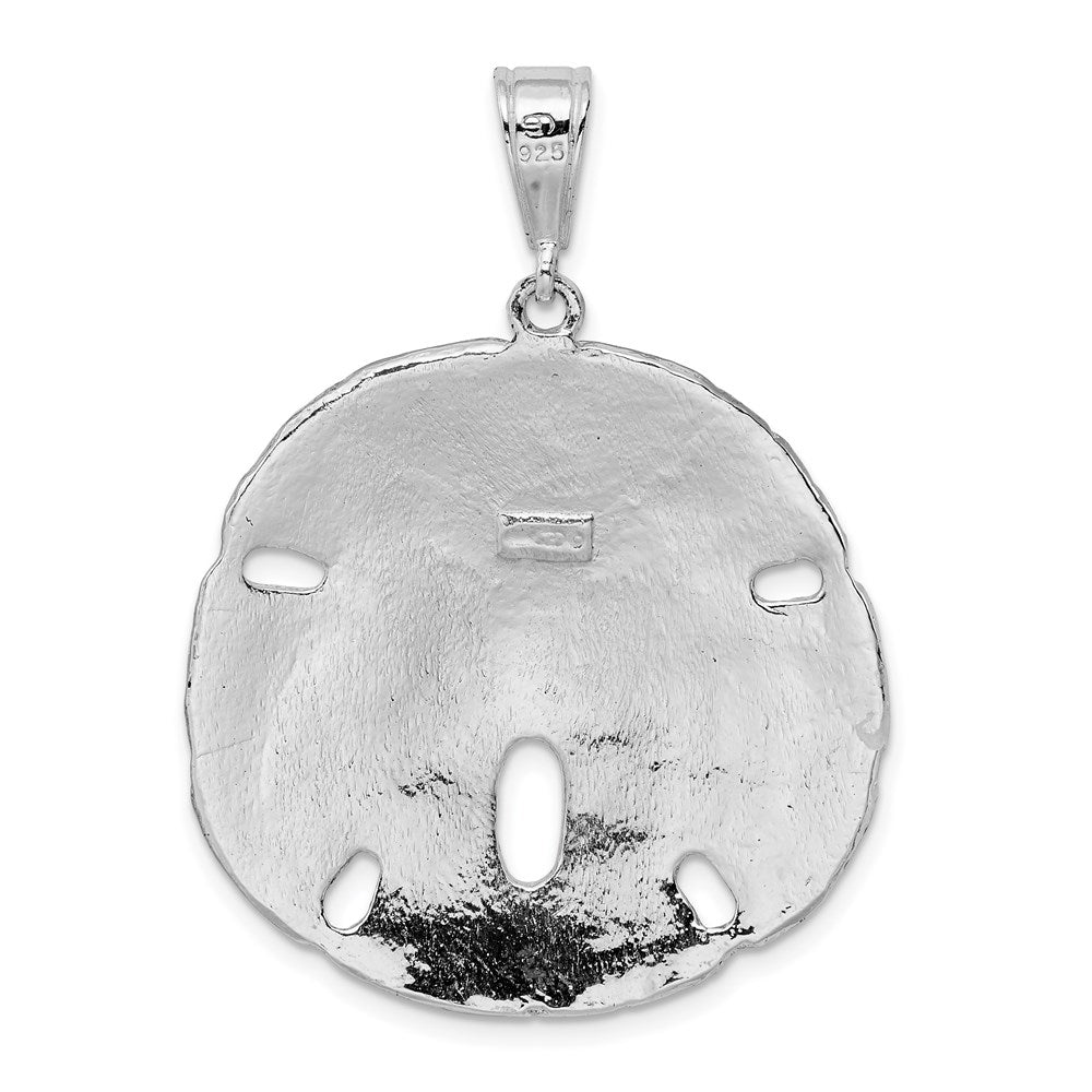 Sterling Silver Rhodium-plated Polished Sand Dollar Pendant