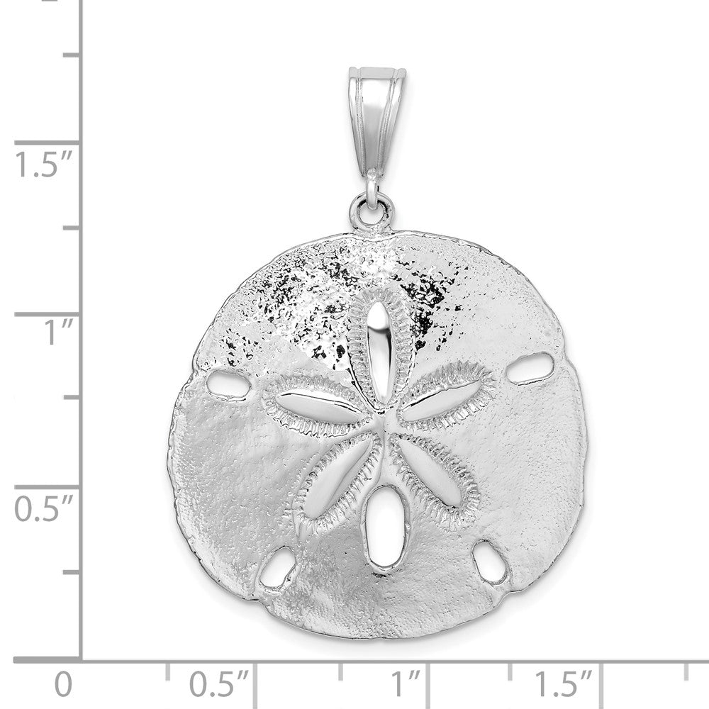 Sterling Silver Rhodium-plated Polished Sand Dollar Pendant