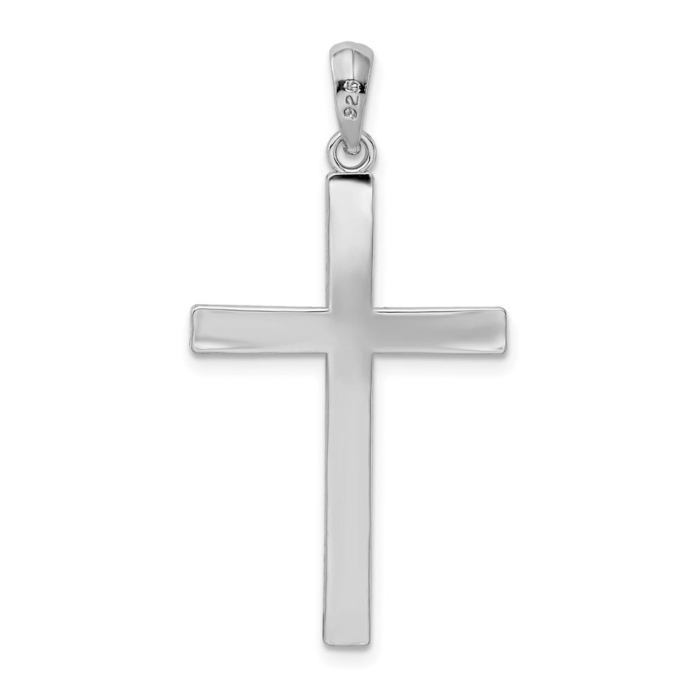 Sterling Silver Polished Front Textured Back Latin Cross Pendant