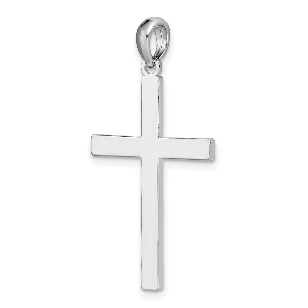 Sterling Silver Polished Front Textured Back Latin Cross Pendant