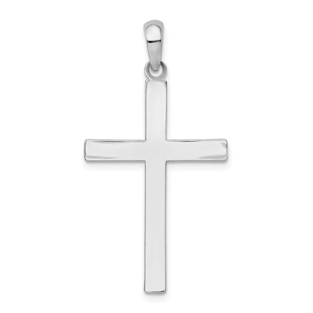 Sterling Silver Polished Front Textured Back Latin Cross Pendant