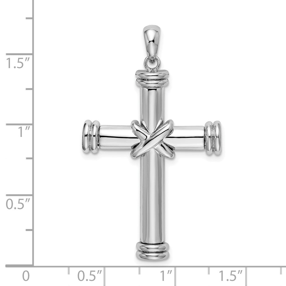 Sterling Silver Rhodium-plated Polished X-Center Latin Cross Pendant