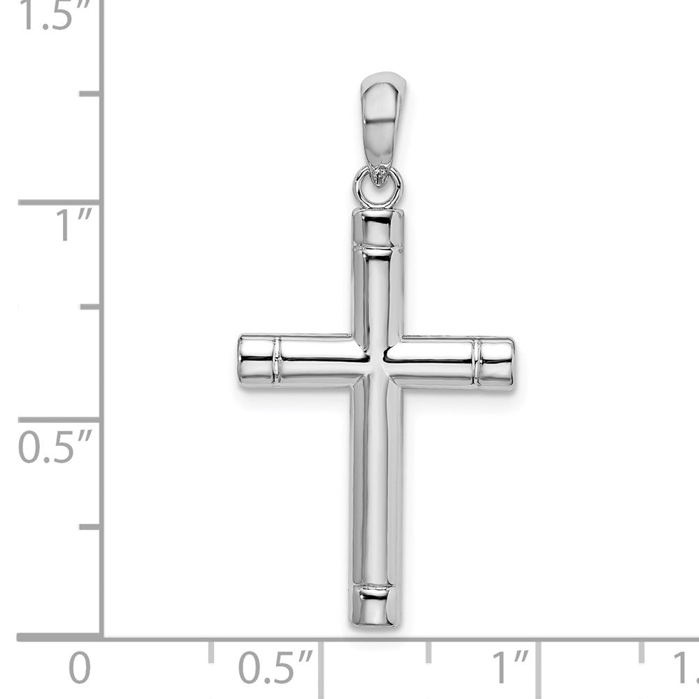 Sterling Silver Rhodium-plated Polished Tubular Latin Cross Pendant