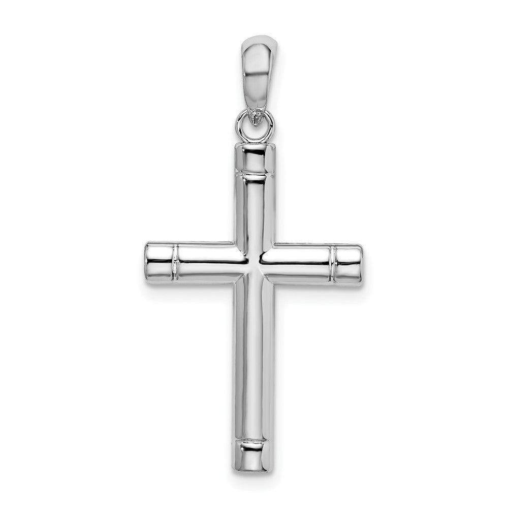 Sterling Silver Rhodium-plated Polished Tubular Latin Cross Pendant