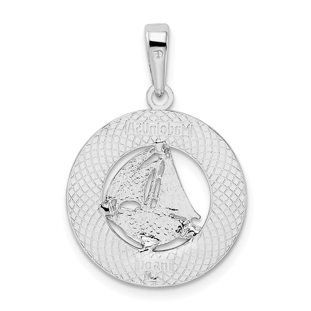 Sterling Silver Rhodium-plated Long Beach Island,NJ w/Sailboat Pendant