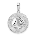 Sterling Silver Rhodium-plated Long Beach Island,NJ w/Sailboat Pendant