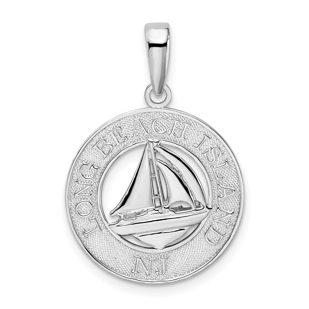 Sterling Silver Rhodium-plated Long Beach Island,NJ w/Sailboat Pendant