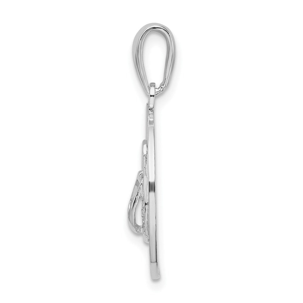 Sterling Silver Rhodium-plated Long Beach Island,NJ w/Flip-flop Pendant