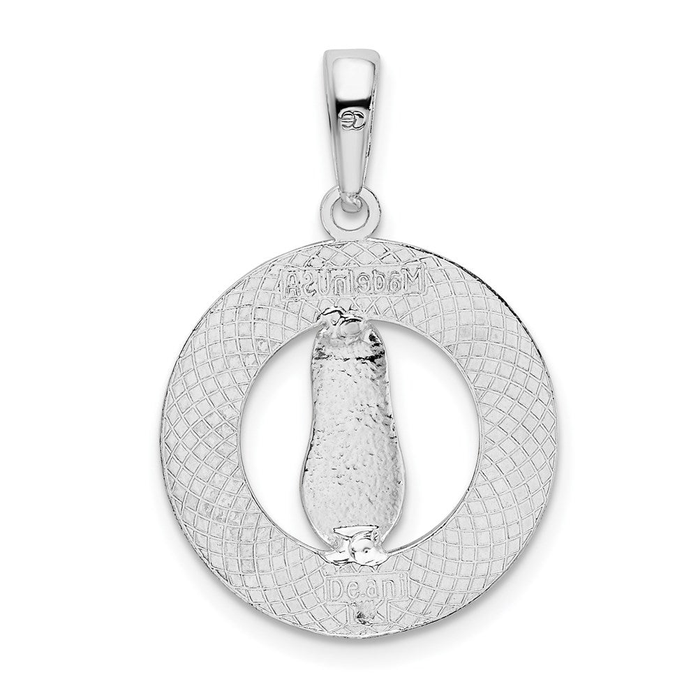 Sterling Silver Rhodium-plated Long Beach Island,NJ w/Flip-flop Pendant