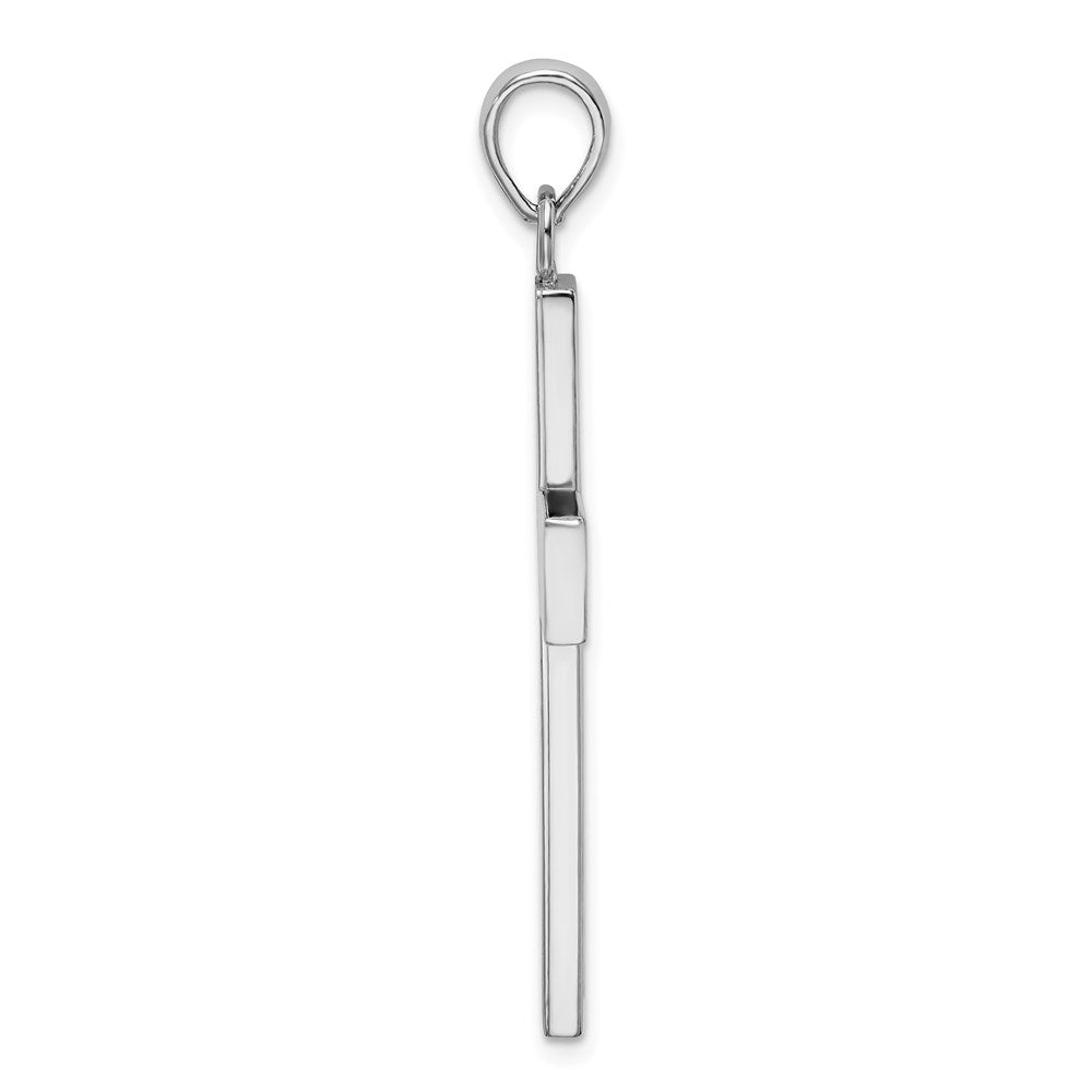 Sterling Silver Rhodium-plated Polished Large Latin Cross Pendant