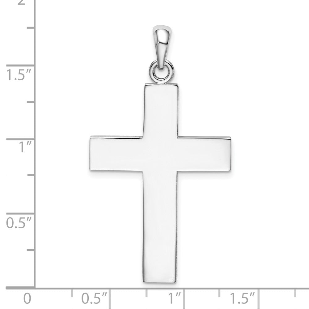 Sterling Silver Rhodium-plated Polished Large Latin Cross Pendant