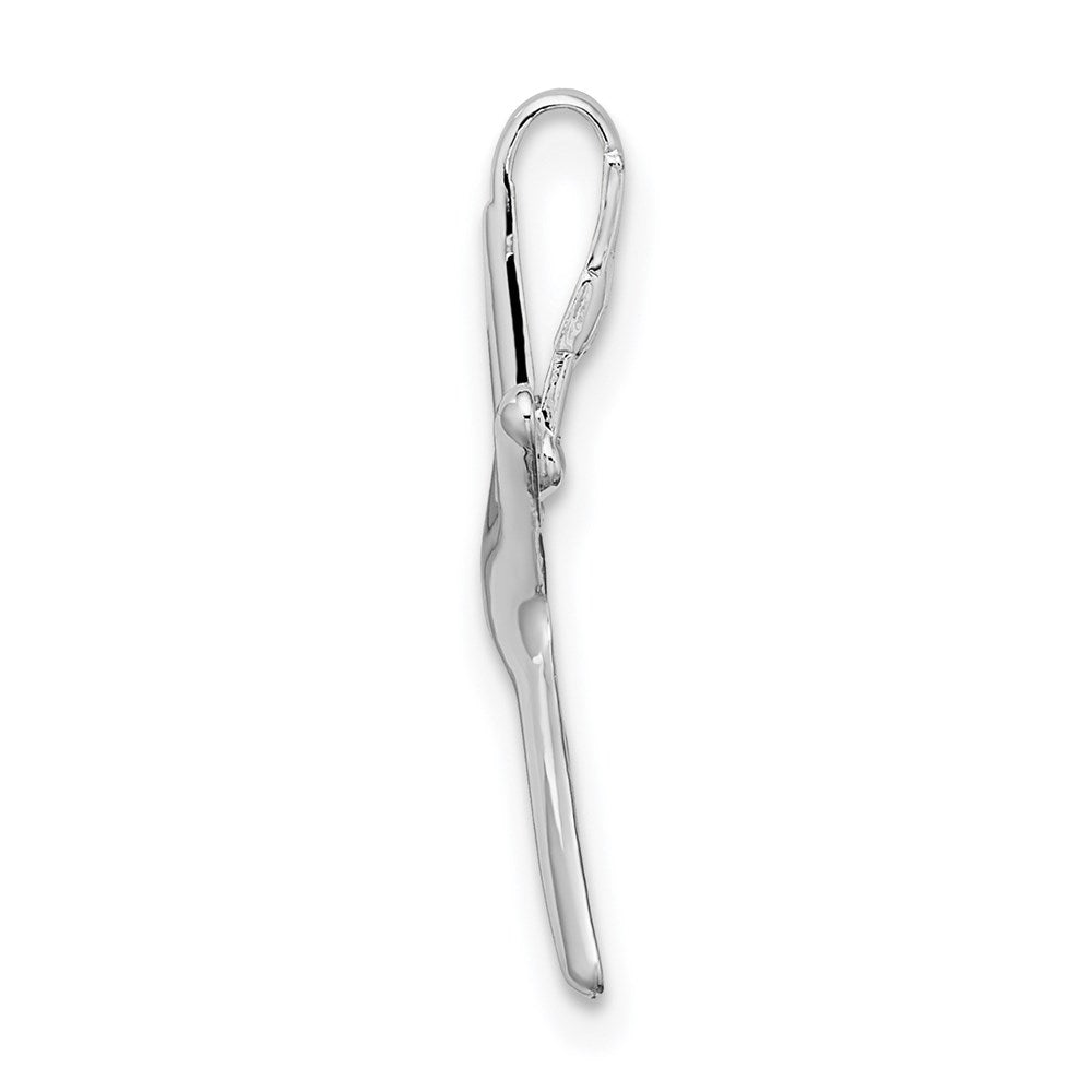 Sterling Silver Rhodium-plated Polished Dancing Starfish Slide
