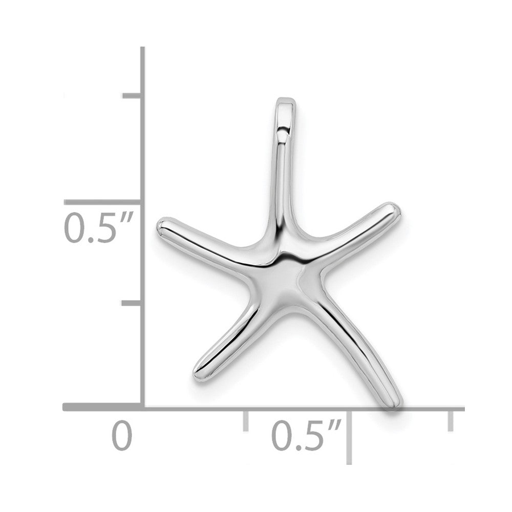 Sterling Silver Rhodium-plated Polished Dancing Starfish Slide