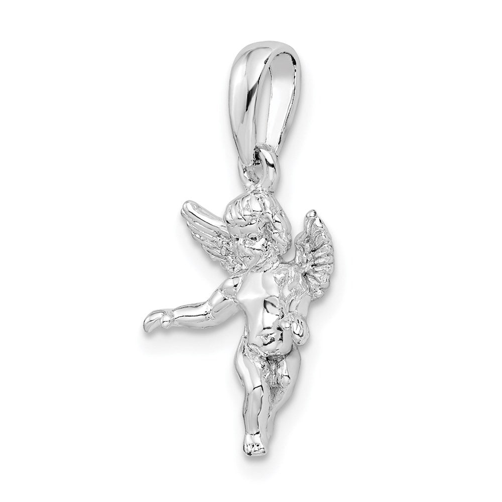 Sterling Silver Rhodium-plated Polished 3D Guardian Angel Pendant