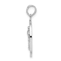 Sterling Silver Rhodium-plated Textured Turks Caicos w/Flamingo Pendant