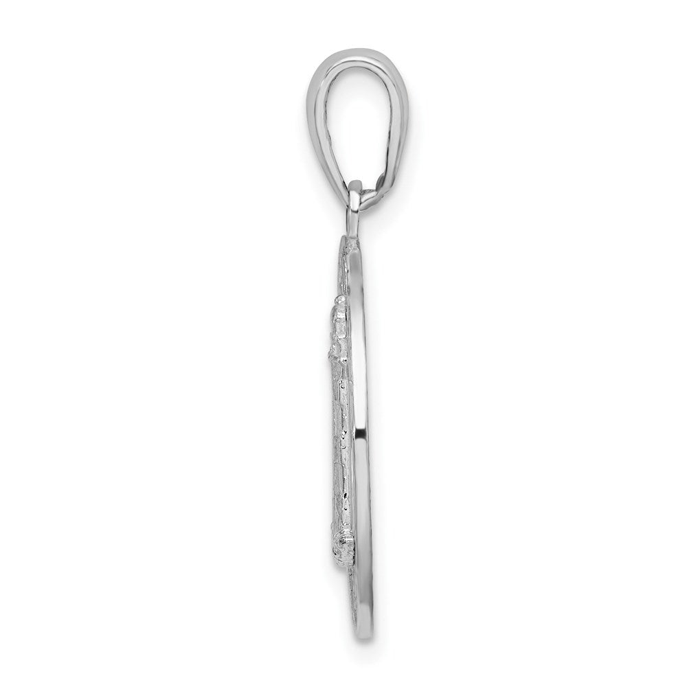 Sterling Silver Rhodium-plated Textured Hilton Head Lighthouse Pendant