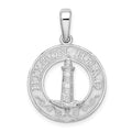 Sterling Silver Rhodium-plated Textured Hilton Head Lighthouse Pendant