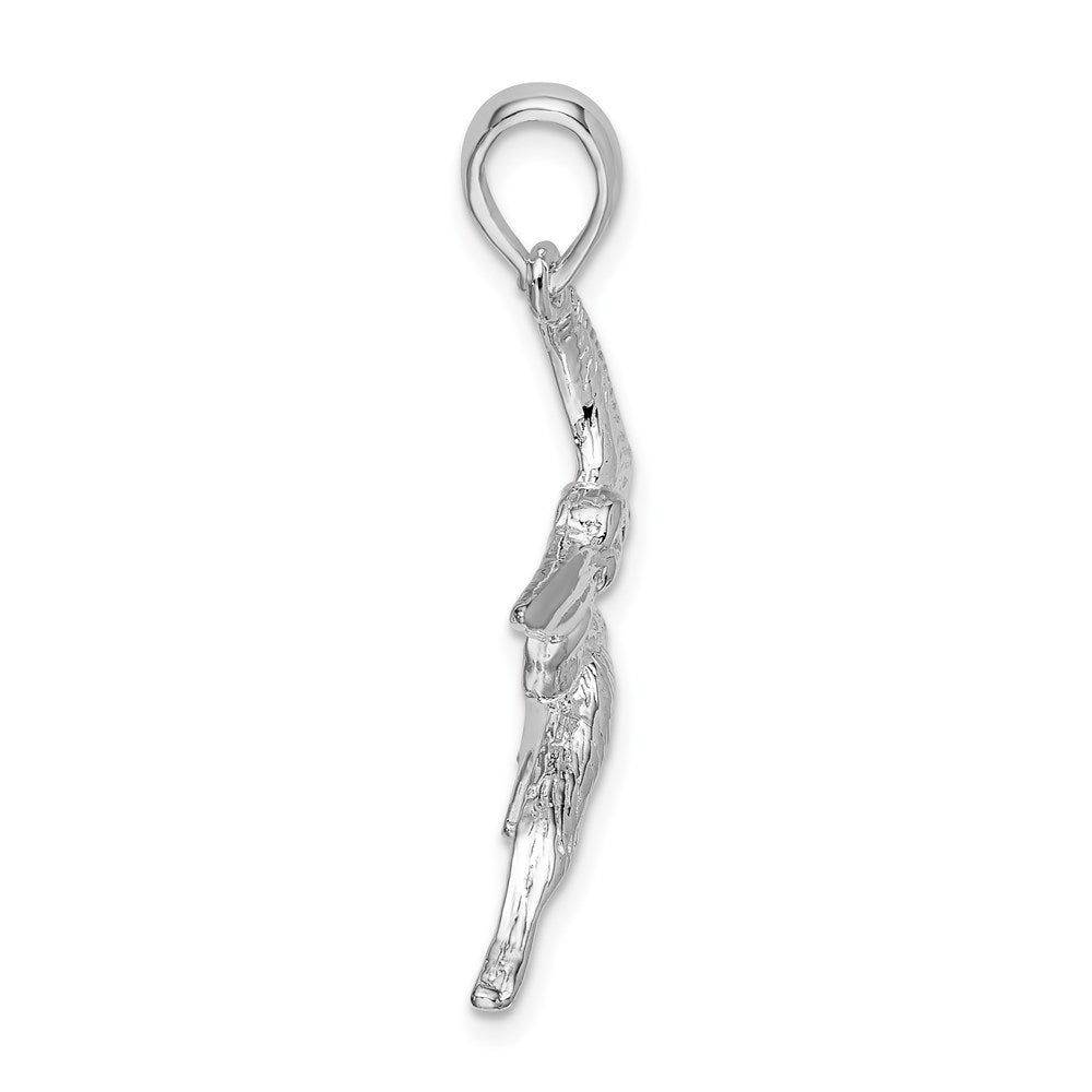 Sterling Silver Polished Flying Pelican Pendant