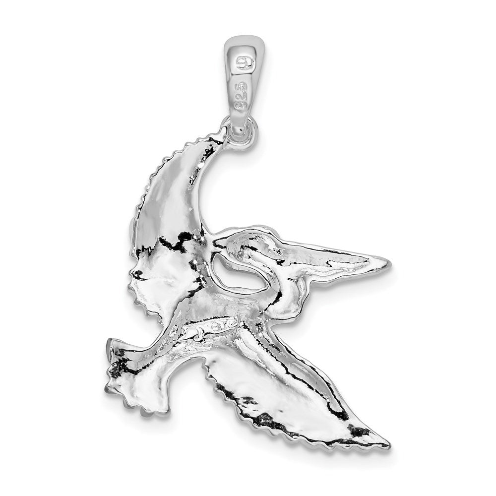 Sterling Silver Polished Flying Pelican Pendant