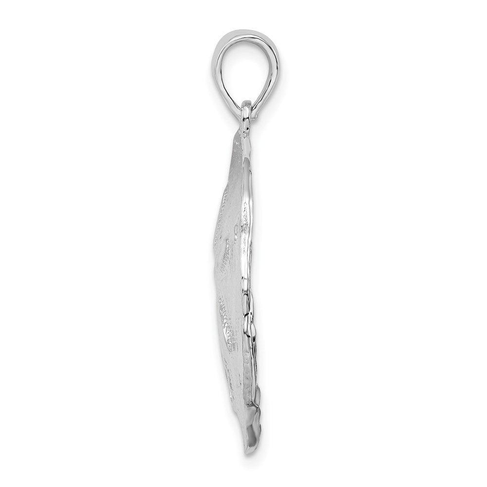 Sterling Silver Rhodium-plated Polished Sand Dollar Pendant