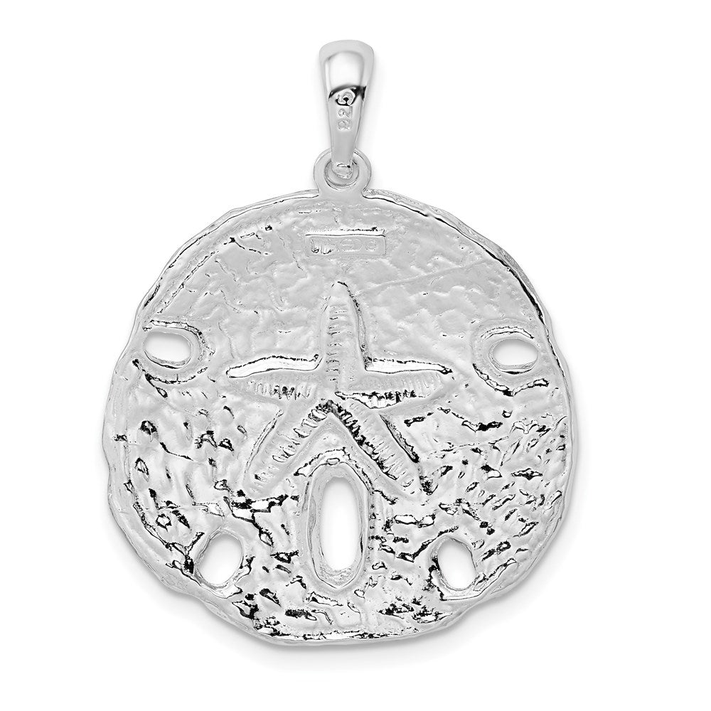 Sterling Silver Rhodium-plated Polished Sand Dollar Pendant