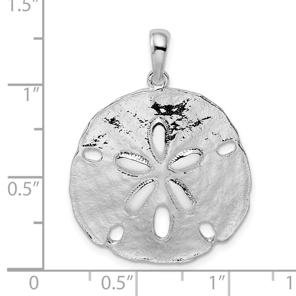 Sterling Silver Rhodium-plated Polished Sand Dollar Pendant