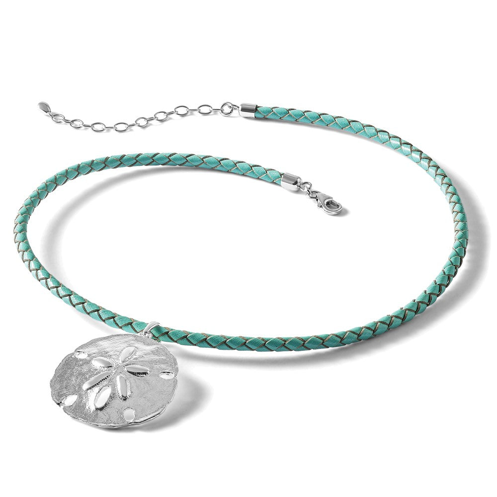 Sterling Silver Rhodium-plated Polished Sand Dollar Pendant