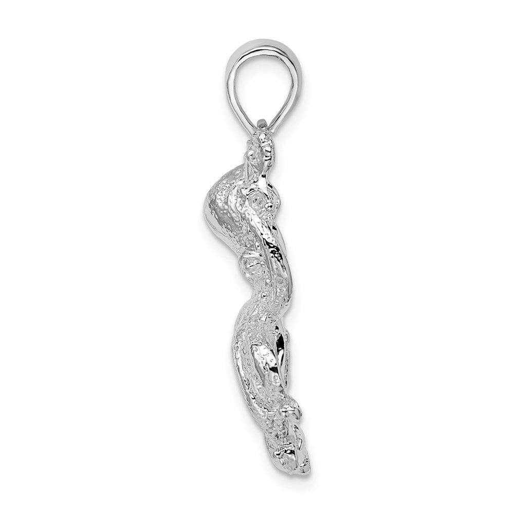 Sterling Silver Rhodium-plated Polished Textured Octopus Pendant