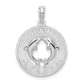Sterling Silver Rhodium-plated Textured Bahamas w/Dolphins Pendant