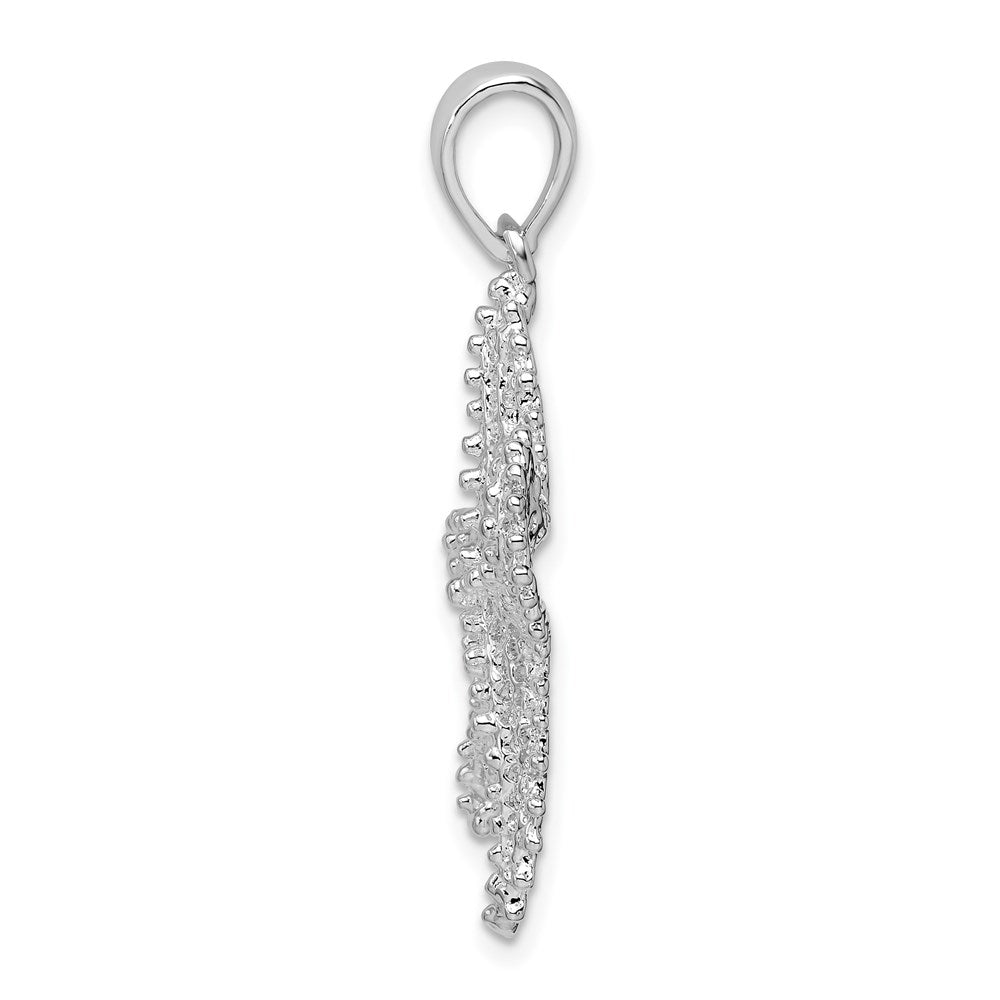 Sterling Silver Rhodium-plated Polished Pierced Starfish Pendant